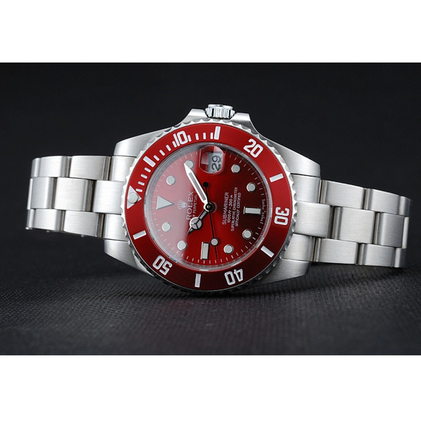 Aaa replica watch Stainless Submariner Rolex Steel Red Bracelet Dial 1454154 0725